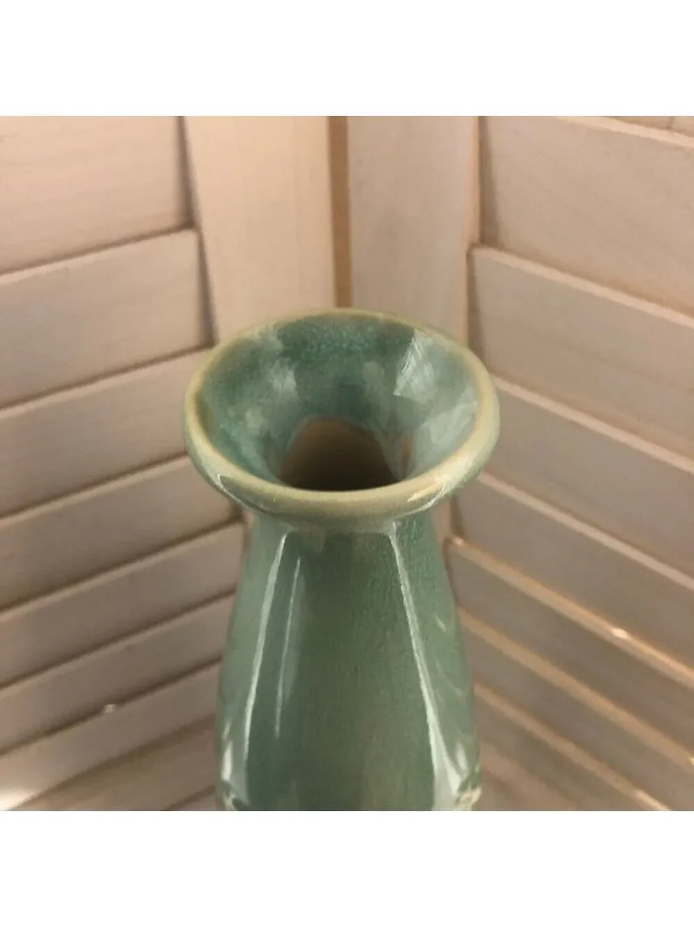 Art Pottery Vase Ceramic Relax Imprint Seafoam Green